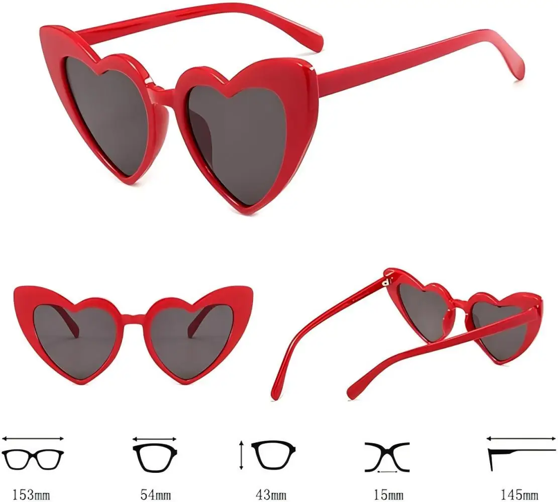 

Cat's Eye Fashion Women's Heart Sunglasses Large Frame Personalised Street Rave Costume Accessories Seaside Cruise Party Glasses