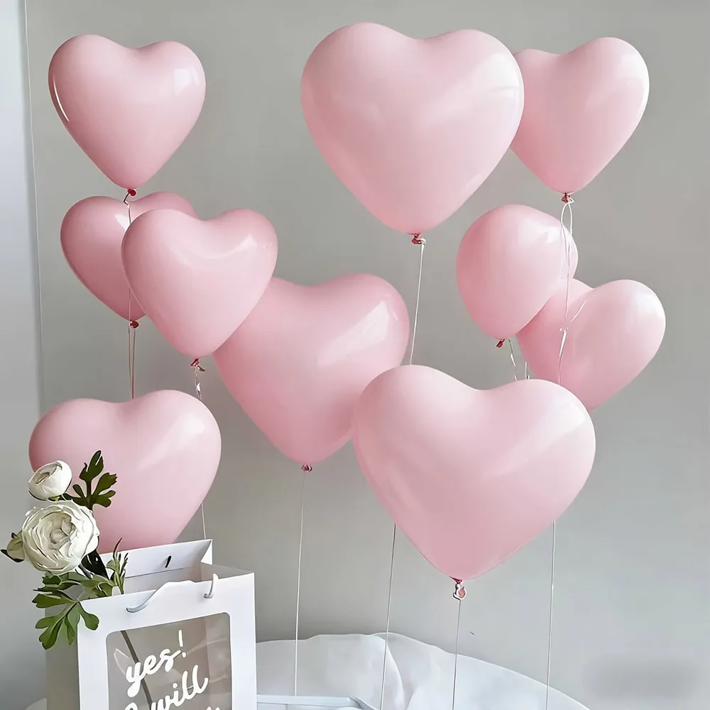 30 Stück 10 Zoll Babyrosa Herzförmige Latexballons Hochzeit Jubiläum Geburtstag Party Dekoration Liebesball Valentinstag Babyparty