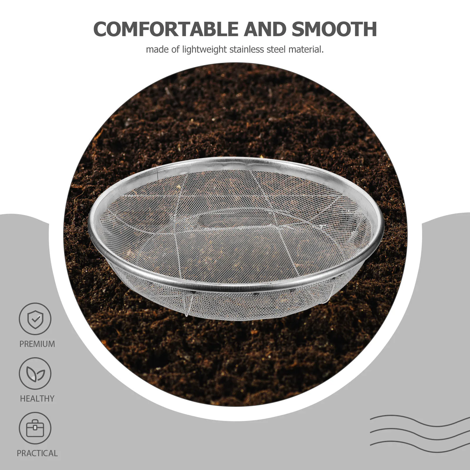 

Sieve Gardening Soil Filter Material Sifting Tool Sifter for Rocks Silver Metal Strainer