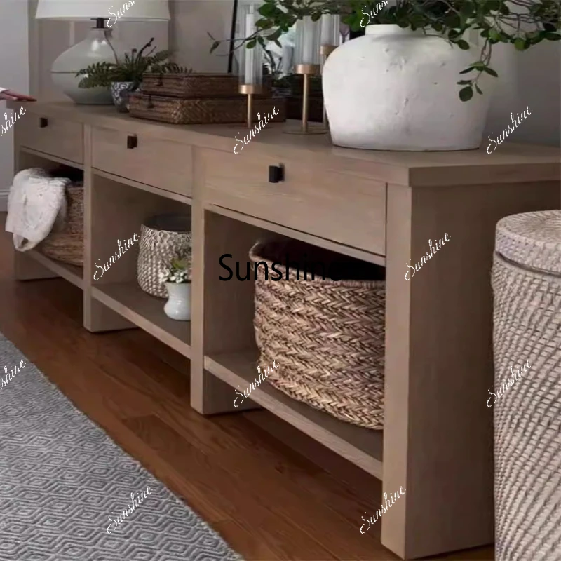 

Nordic style solid wood dining side cabinet storage, living room storage, simple, furniture