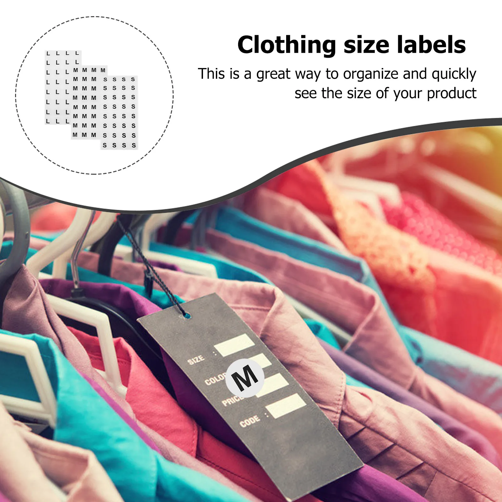 

1500Pcs Size Label Stickers Round Mild Material Self-Adhesive Clothing Size Labels for Apparel Self-Adhesive Stickers