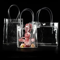 10pcs/20 teile/los Transparent weiche PVC geschenk tote verpackung taschen mit hand schleife, klar Kunststoff handtasche, kosmetik tasche