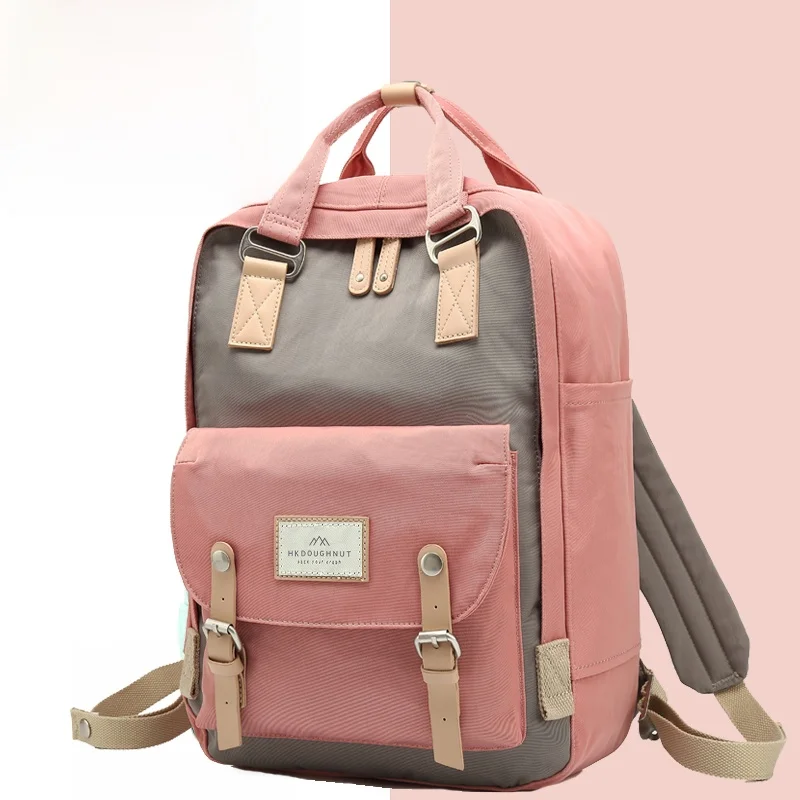 

Donut Pattern Canvas Bapa Double oulder Bag for College Students Korean Sle Ulzzang School Bag with Padded Ba Support