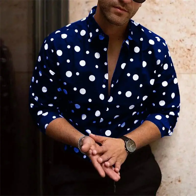 

European And American Style Men's Shirts Popular in Spring And Autumn Thickened Fleece Lined Nine Sleeve Collar