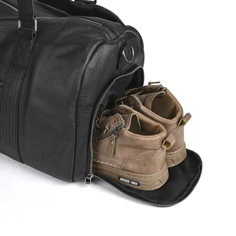 Sacs de voyage en peau de vache naturelle, sac de nuit imperméable en cuir pour hommes, sac à main pour bagages d'avion, sac de week-end pour hommes d'affaires