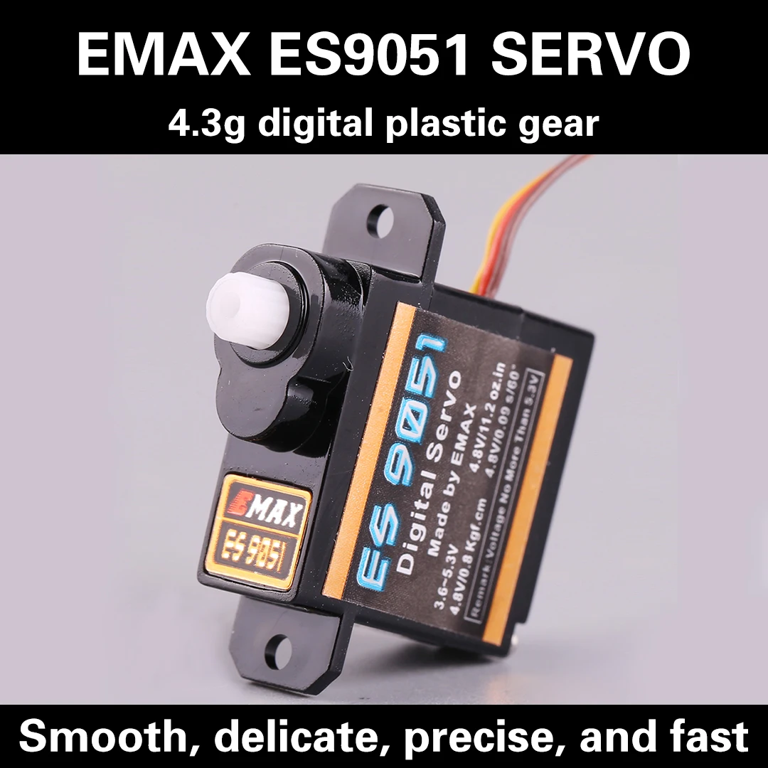 Пластиковый цифровой сервопривод EMAX ES9051, 4,1 г, водонепроницаемый сервопривод с шестеренками, для радиоуправляемых автомобилей, вертолетов, лодок, самолетов, аксессуары, оригинал