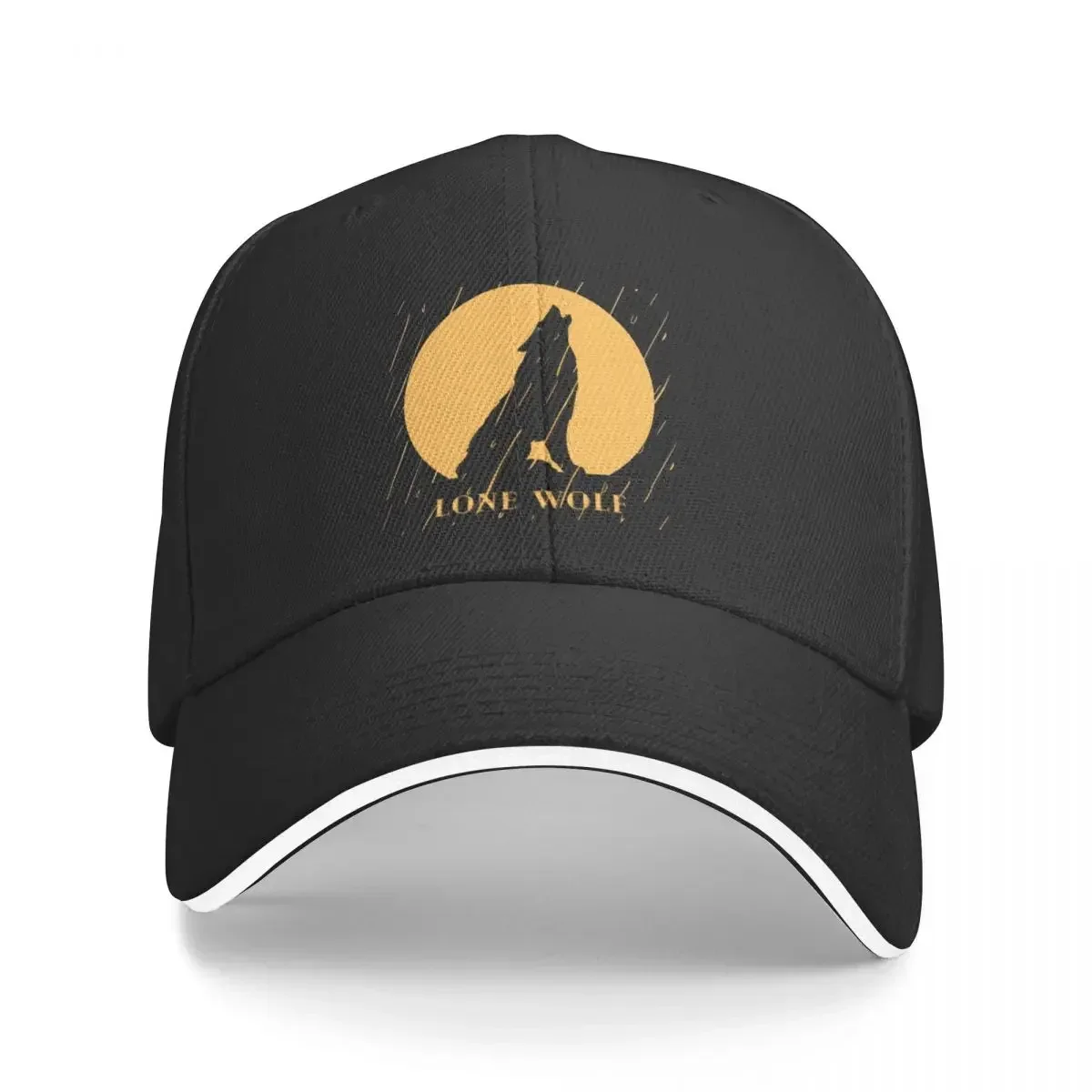 

Lone Wolfmoon Howling in the Rain Baseball Cap Funny hats Rave Women's Golf Wear Men's