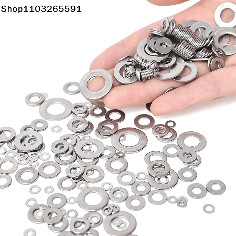 180pcs Stainless Steel Washers O Ring Fasteners Gasket Set Assortment Kits M2 M2.5 M3 M4 M5 M6 M8 M10 Flat Washer Grommets