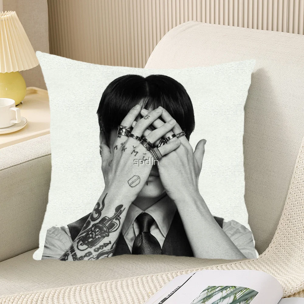 1pc J-Jungkook A-Arirang Pattern Printed Square Pillowcase, Suitable for Living Room, Bedroom, Office,   2D Double-Sided Print