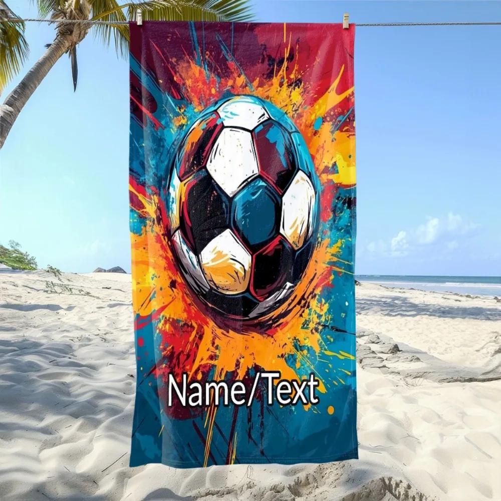 

1pc Football Scene Custom Name Beach Towel, SoftLightweight, Perfect for Beach, Parties, Travel, Camping, Artistic Design