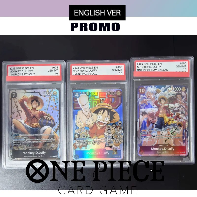 

Diy English Rating Card 2026 ONE PIECE PROMOS #075 #033 #006 MONKEY D. LUFFY TIN PACK SET VOL.2 Collection Anime Card