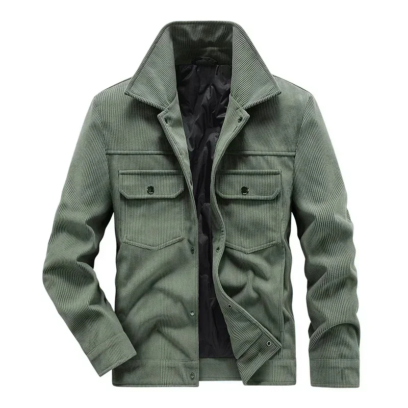 Men's Corduroy Down Jacket Short Winter New Style Top White Duck Lapel Coat