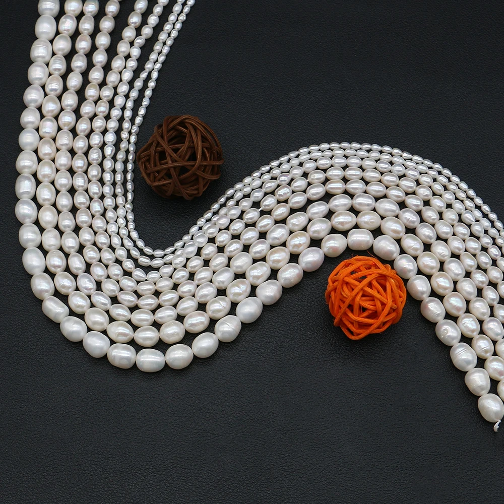 

High Quality Natural Freshwater Rice Pearl Beads 2-10mm Baroque Pearl Straight Hole Necklace Bracelet Jewelry Accessory 1 Strand
