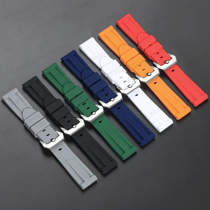 Silicone Straps Universal Watch Band for Panerai for Casio Men Women Sport Bracelets 22mm 24mm 26mm Rubber Replacement Wristbelt