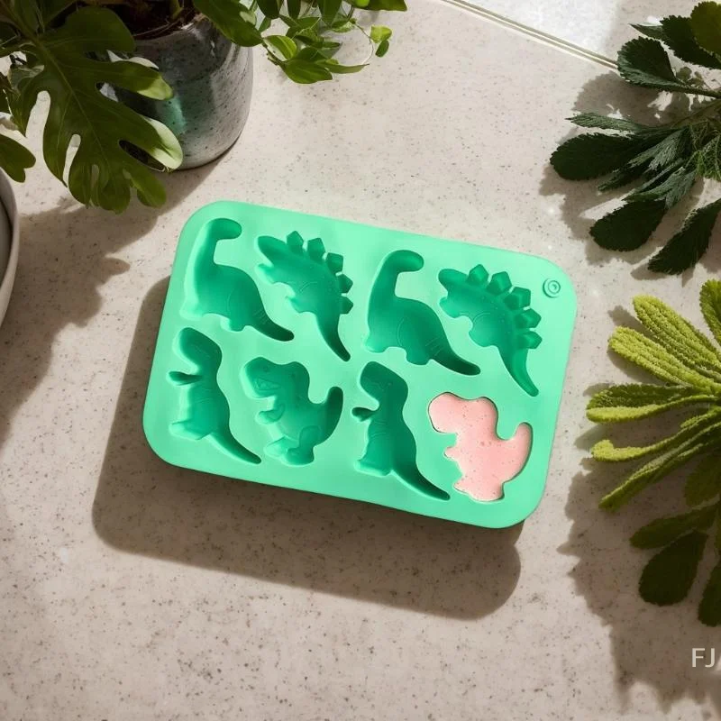 [YU] Dinosaurier-Silikonformen in Lebensmittelqualität, 8 Mulden, Schokolade, harte Süßigkeiten, Eiswürfel, Silikonform für DIY-Schokolade, Süßigkeiten, Gelee