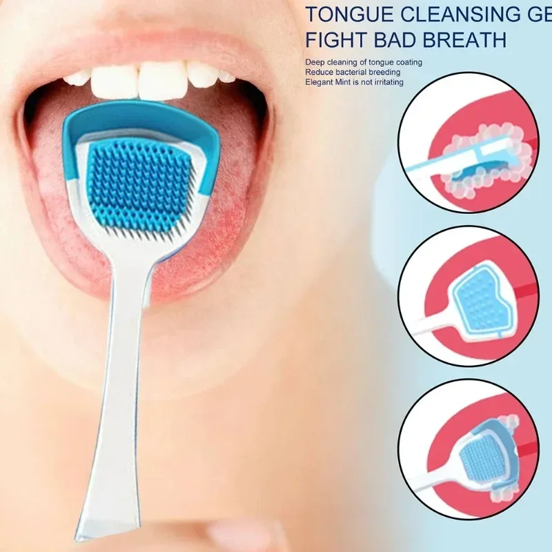 Tongue Scraper Tongue Cleaning Gel Tongue Brush Helps Fight Bad Breath Cleaner Brush Precise Cleaning Brush Kit