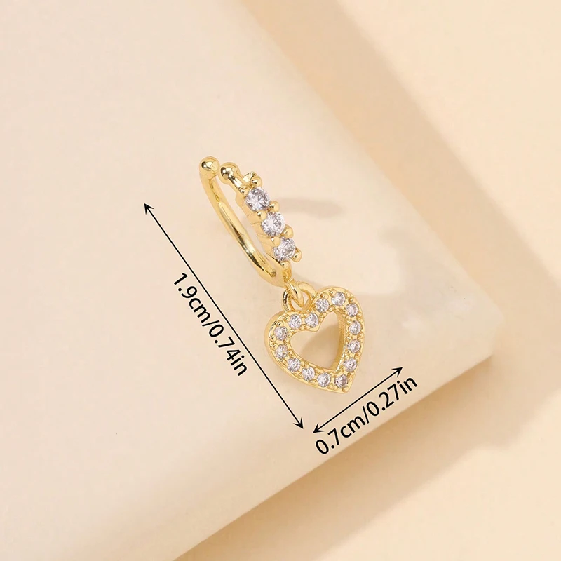 1Pc Crystal Cubic Zircon Piercing Jewelry, Heart Spiral Stud For Nose, Cartilage & Tragus Ear Screen Multi-use Earring