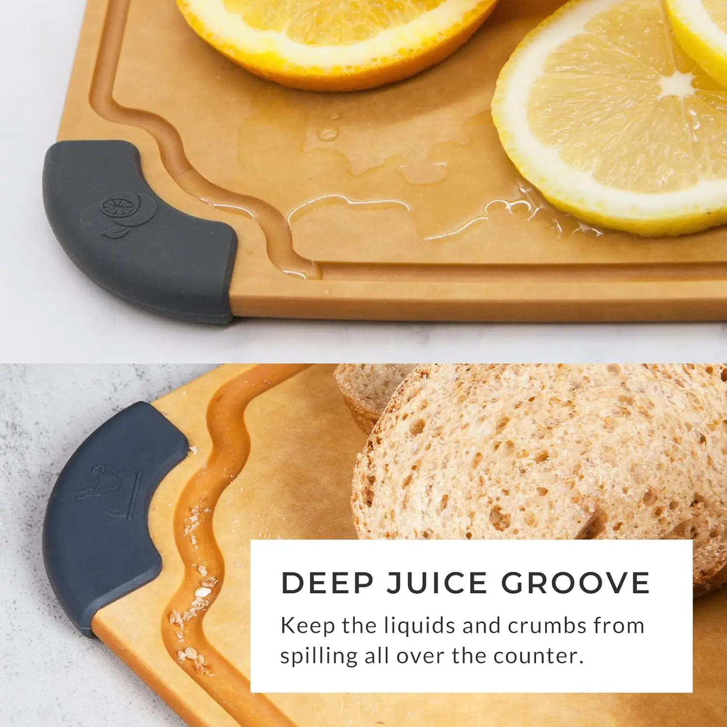 Cutting Board Set for Kitchen, Dishwasher Safe, Non-slip Feet, Juice Groove