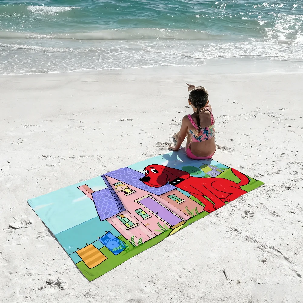 Cartoon Clifford the Big Red Dog Towel Shower Sauna Travel Spa Quick Dry Gym Accessories Soft Large Beach Towels view 3