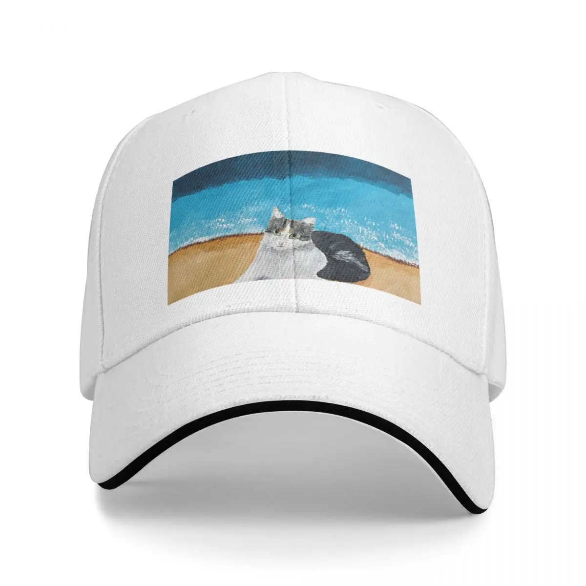 Tabby cat on the beach Baseball Cap Designer Hat Luxury Brand summer hat Sunhat Men's Hats Women's