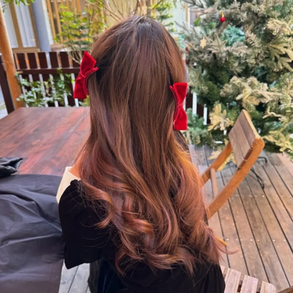 Doce pente de cabelo arco hairpin clipe lateral vermelho veludo bowknot grampo de cabelo presilhas acessórios para o cabelo menina