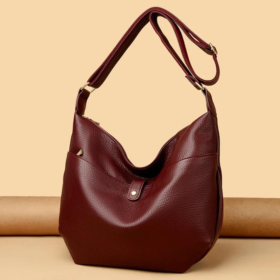 Alta qualidade grande capacidade de couro do plutônio das mulheres crossbody hobo saco do vintage feminino ombro mensageiro cor sólida bolsa compras