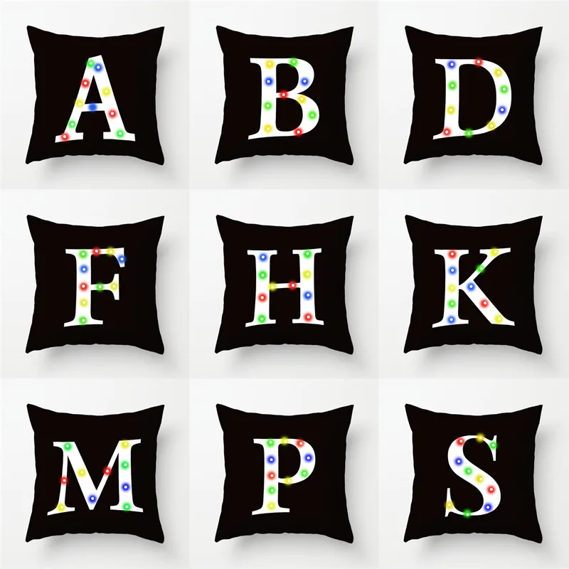 Pillowcase Decorative Home Pillows Soft Throw Pillowcover for Car Couch Cushion Cover 45x45 Pillow Alphabets Cushion