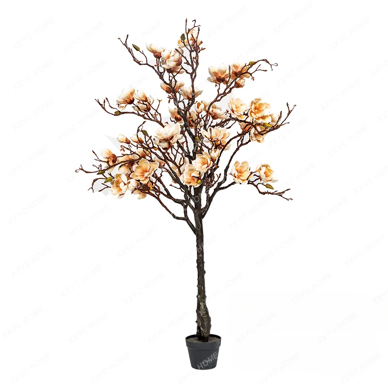 

Imitative Tree Magnolia Floriculture Fake Flower Floor Bonsai Furnishings Fake Trees Living Room and Shop Decorative Ornaments