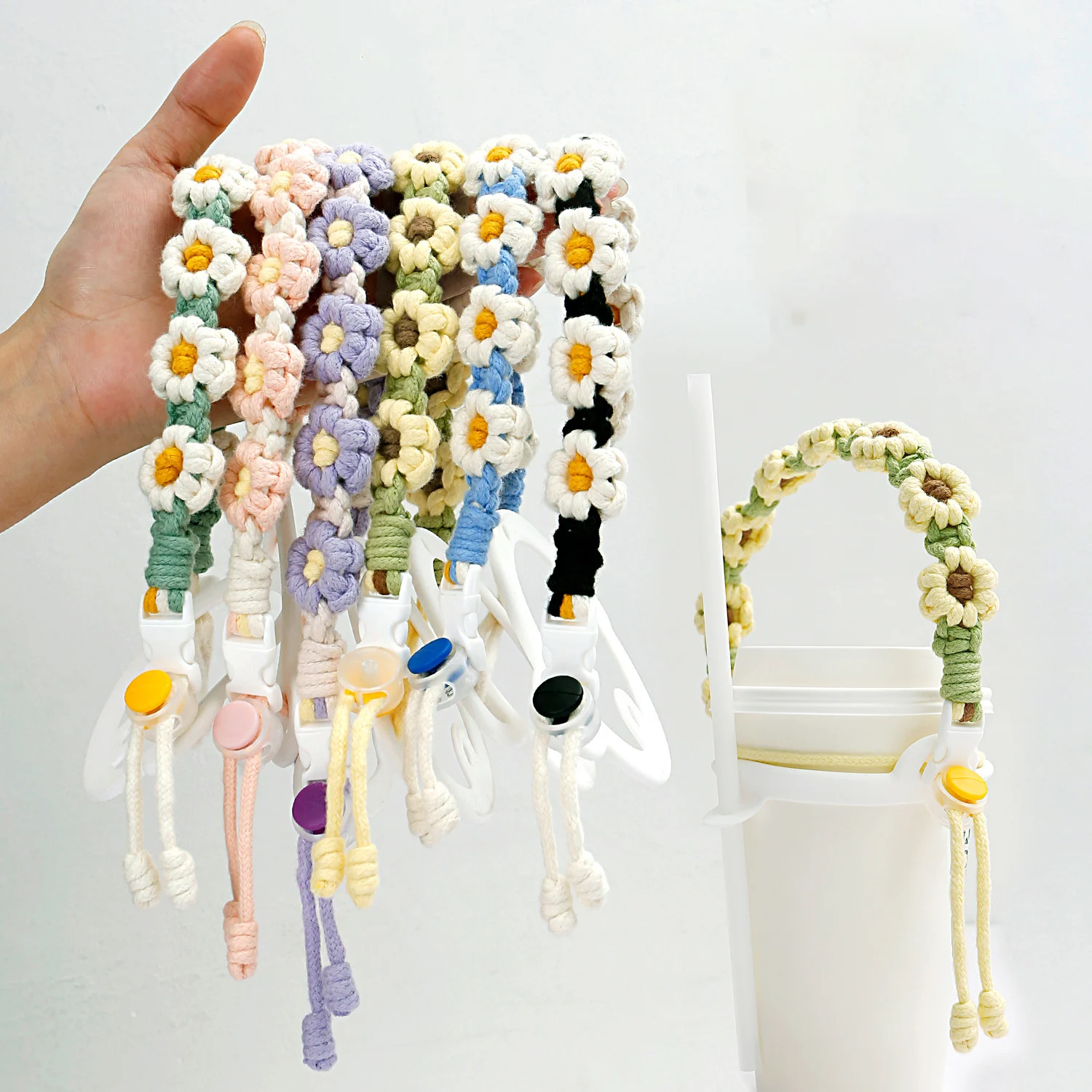 Hand-woven coffee cup packaging strap portable milk tea cup hanging rope