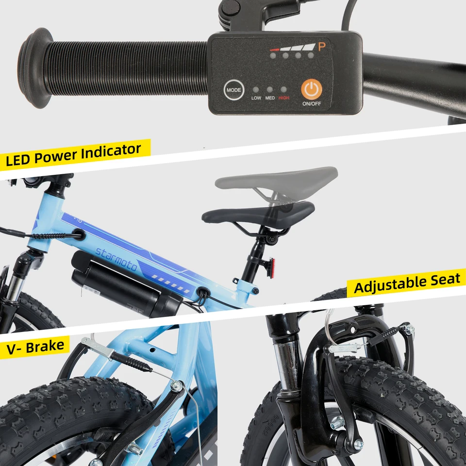 JOYSTAR 20 Inch Electric Bike for Kids & Teens Ages 7+ 250W Brushless Motor 15 Miles 15.5MPH Electric Mountain Bicycle Removable Battery Dual V-Brakes image 10