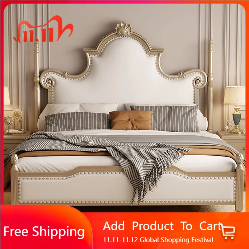 

European Simple Massage Bed Storage Design Castle Bedroom Bed Luxury King Size Double Letto Matrimoniale Lounge Suite Furniture