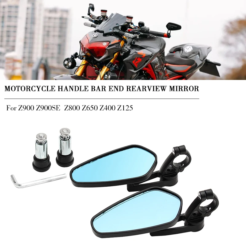 Handlebar End Mirror For KAWASAKI Z900 Z900SE Z650 Z400 Z125 Left Right Side Rotat  7/8