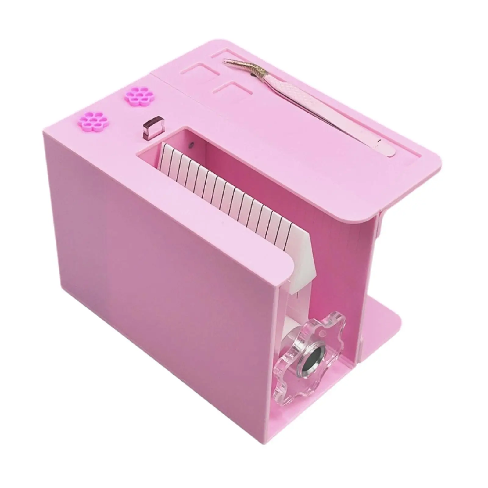 Acrylic Lash Box with Rotary Knob Compact Eyelash Fan Crafting Surface Tweezers