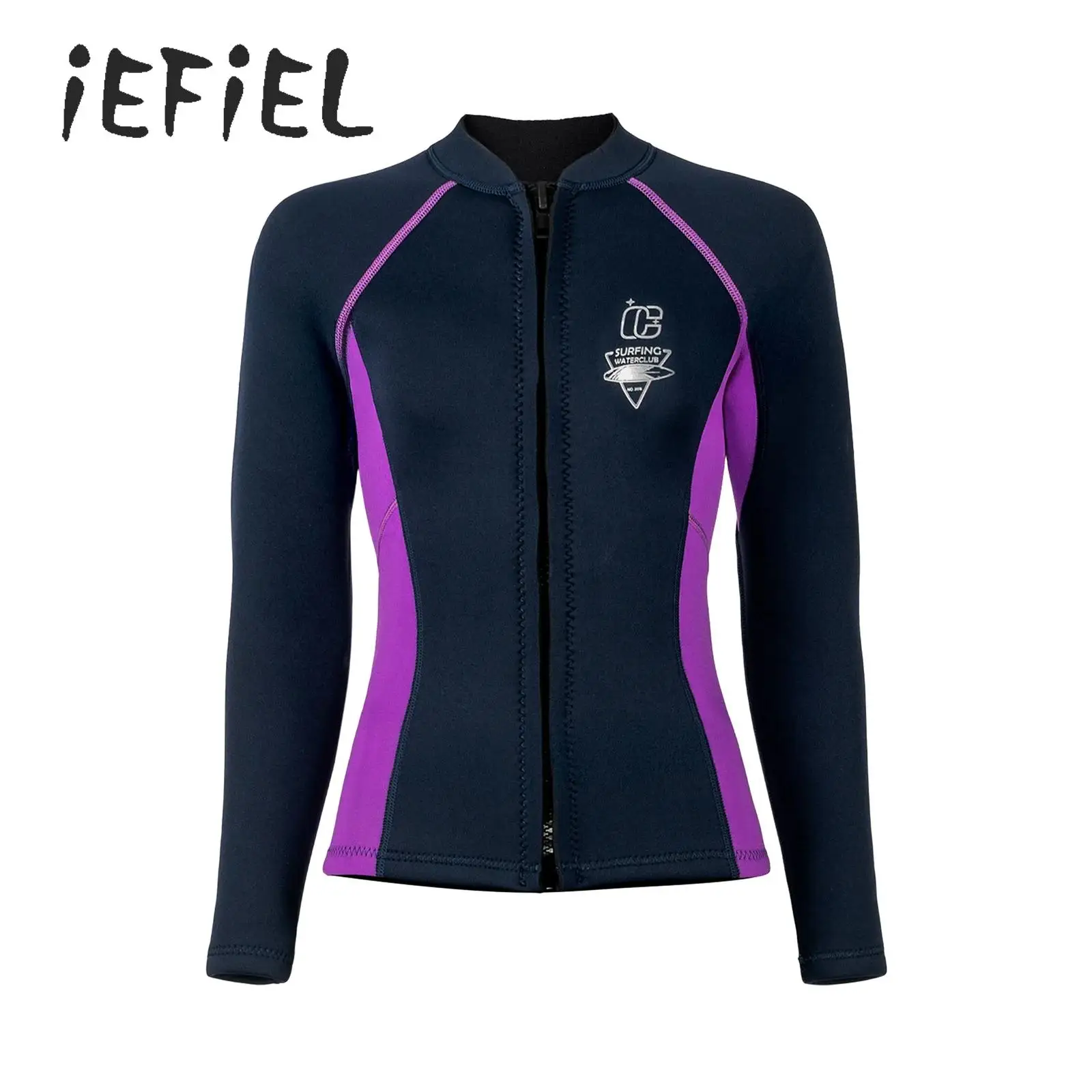 

Women 3mm Neoprene Diving Wetsuit Tops Long Sleeve Surfing Swim Tops Thermal Zipper Jacket Surfing Snorkeling Bathing Suit