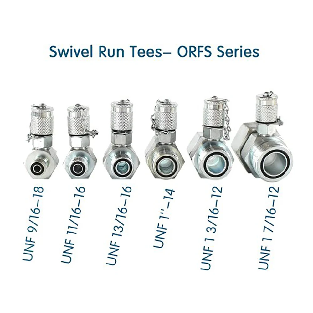 

6pcs ORFS Type Hydraulic Swivel Run Tees Connector for Excavator UNF 9/16-18, 11/16-16, 13/16-16, 1/14-14, 1 3/16-12, 1 7/16-12