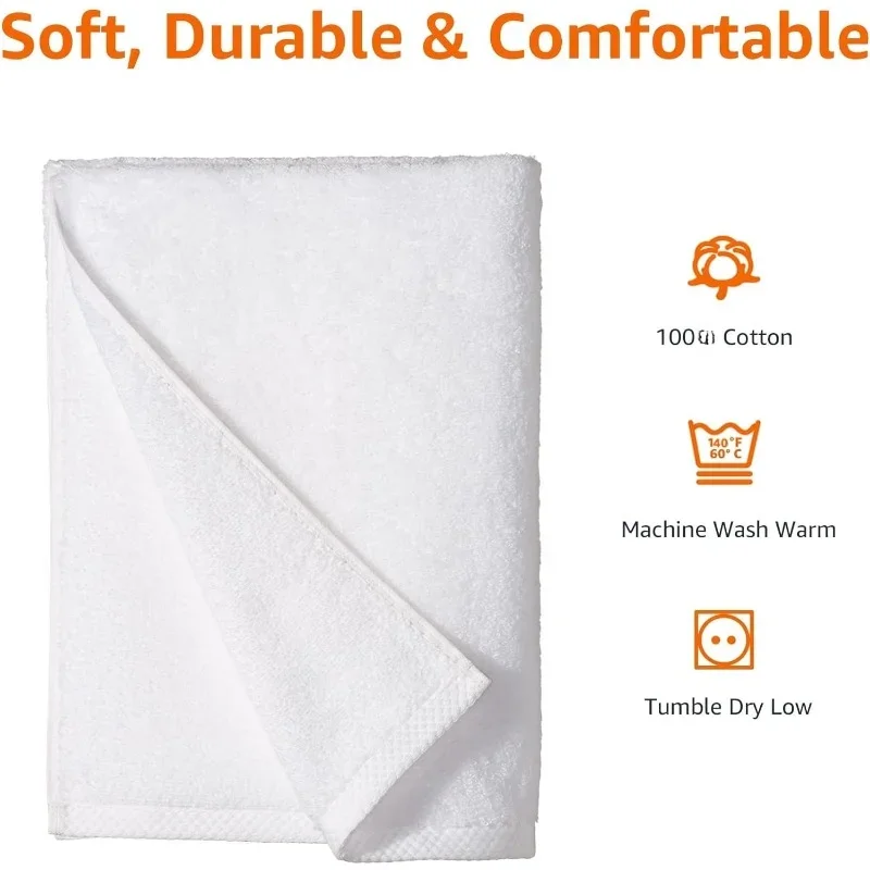 2 pack Quick-Dry Oversize Bath Towel, 100 Cotton, White, 54