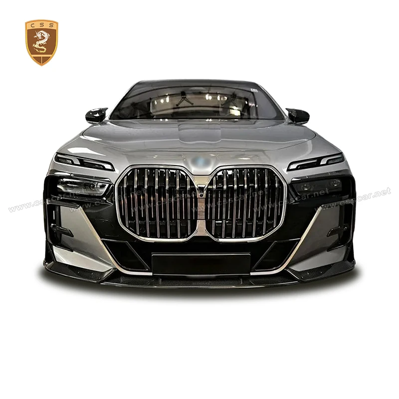 Car Front Bumper Lip Spoiler for BMW 7 Series G70 2023 MSY Style Dry Carbon Fiber Front Diffuser Splitter M7 Exterior Parts
