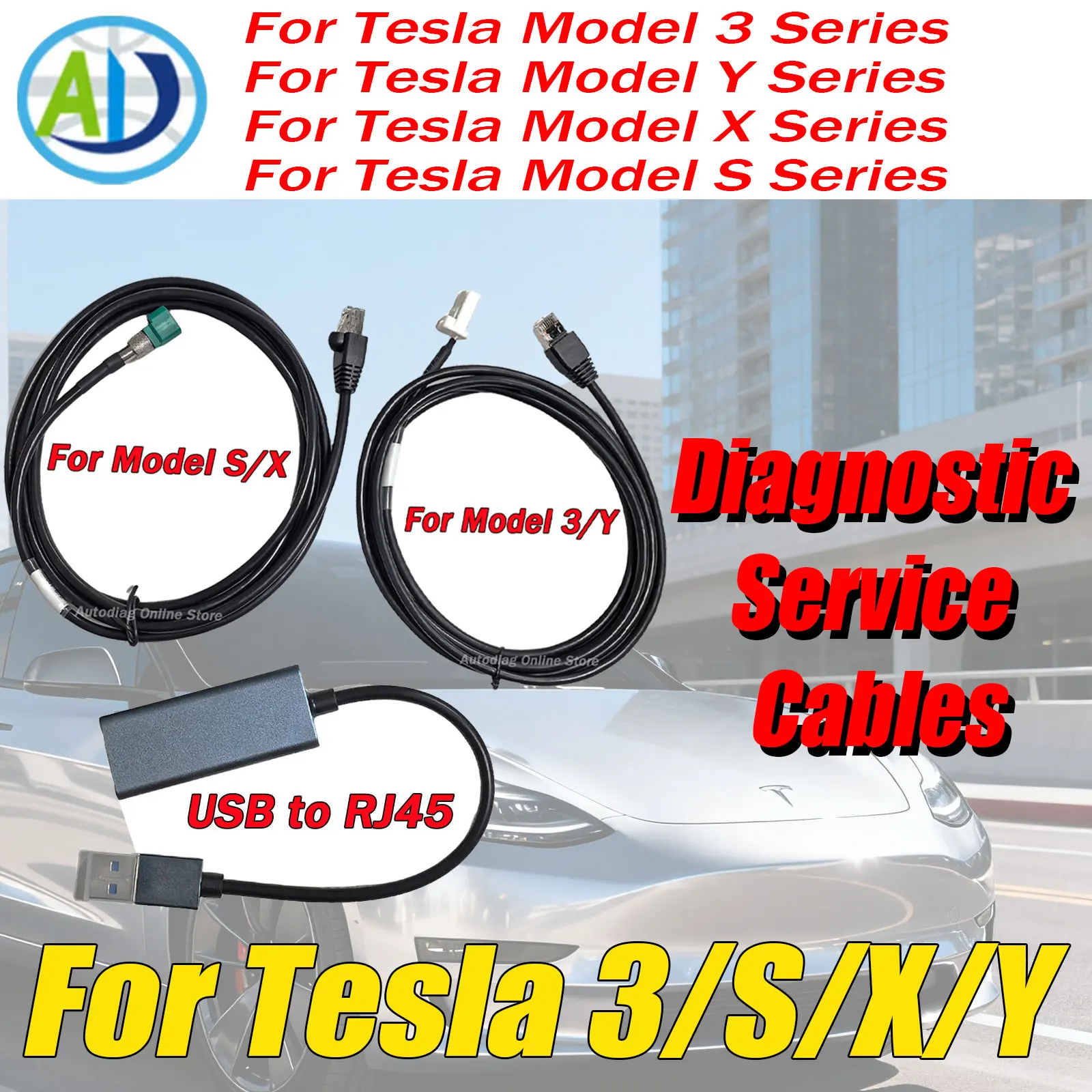 

For Tesla Model 3/Y X/S Diagnostic Service Cables Coding Ethernet Car Diagnostic Connector for LUANCH Autel Scanner for Toolbox