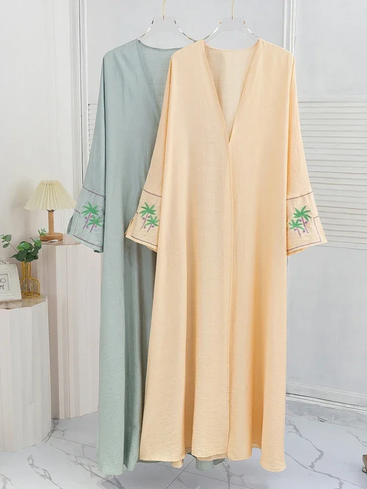 Dubai Modest Women Open Kimono Abaya Dress Women Muslim Long Coat Kebaya Eid Ramadan Arab Robe Caftan Islam Clothing Femme Gown