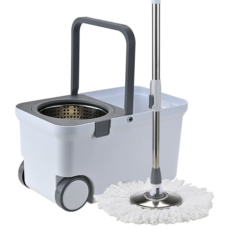 

Free Hand Washing 360 Microfiber Lazy Stainless Handle Floor Cleaning Flat Mop With Bucket Set