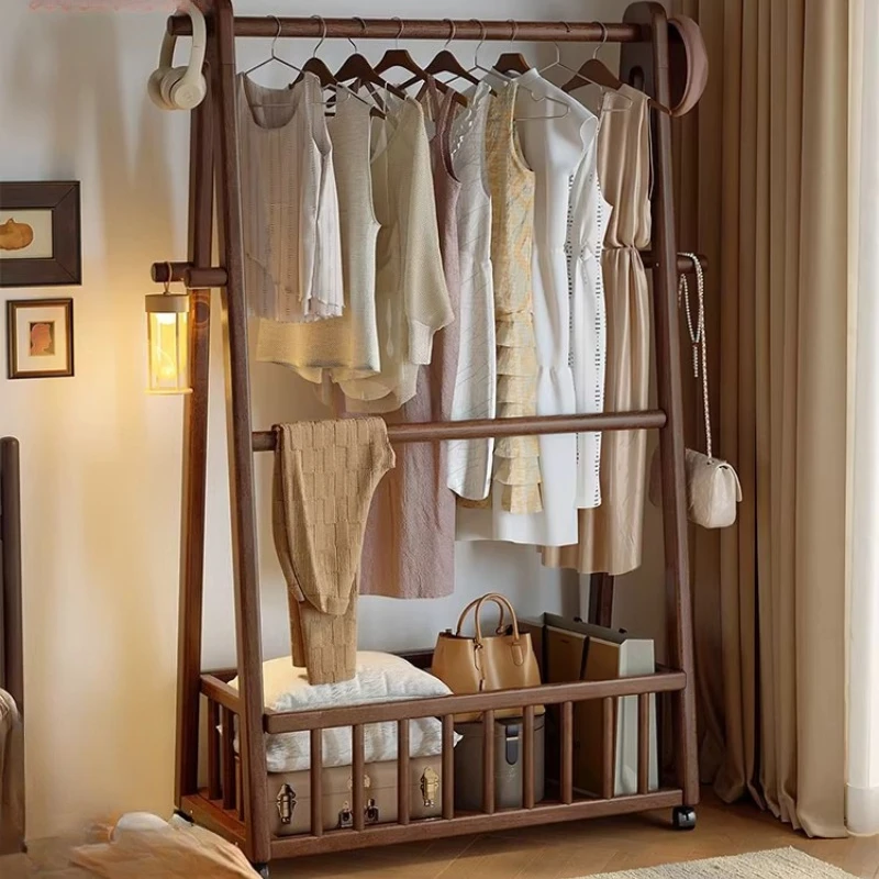 

German high-end solid wood coat rack, floor-to-ceiling bedroom home hanging clothes, living room removable
