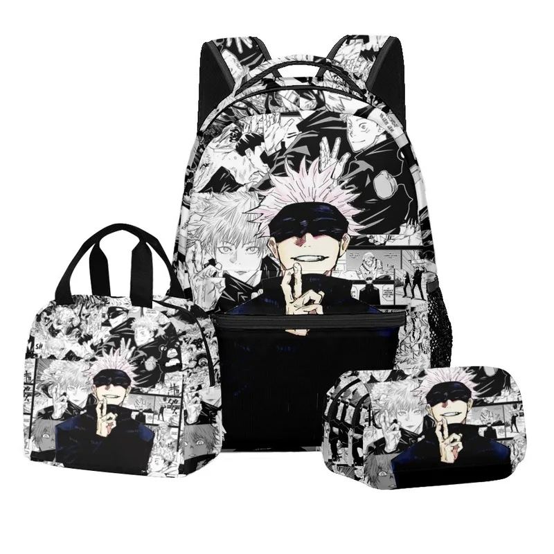 

3pcs/Set Anime Jujutsu Kaisen Backpack Goku 3D School Bag Boys Pencil Case Schoolbag Lunch Bag StudentS Stationery Supplies New