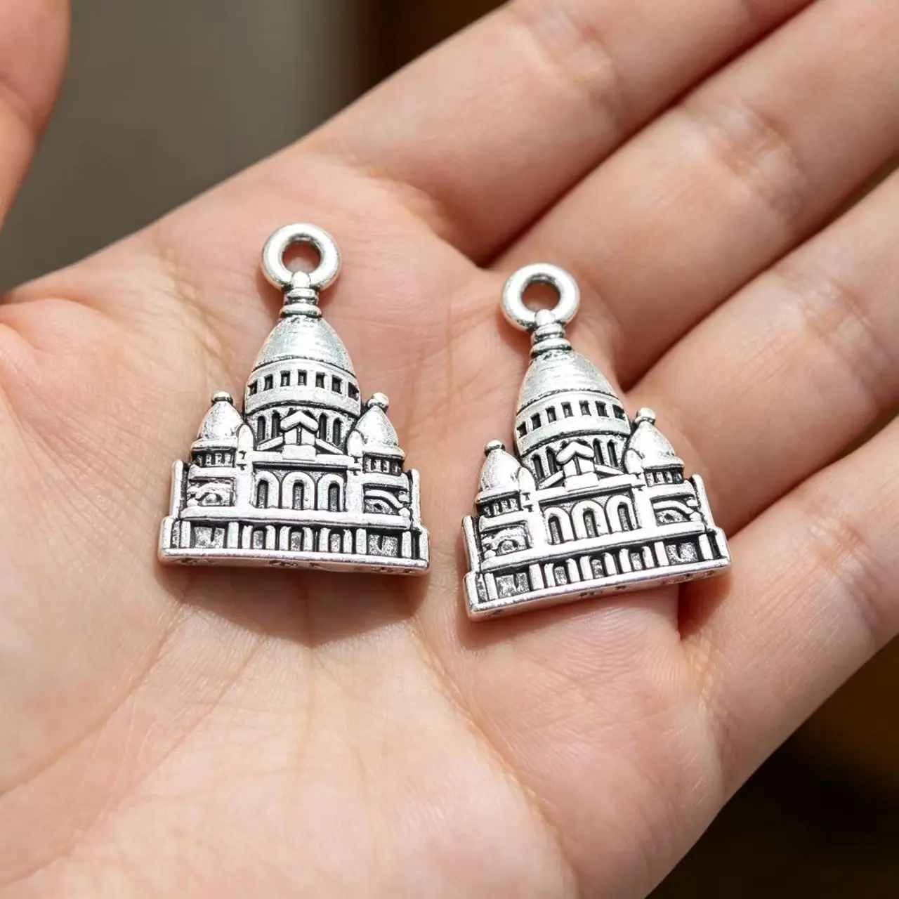 10pcs/Lot 16x23mm Antique Silver Color Castle Charms Pendant For Jewelry Making DIY Jewelry Findings