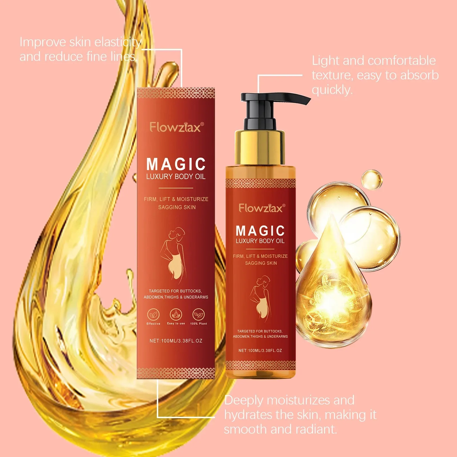 Aceite emoliente de aceite corporal de flores femeninas, aceite emoliente para la piel hidratante y suavizante, aceite emoliente nutritivo para el cuidado diario