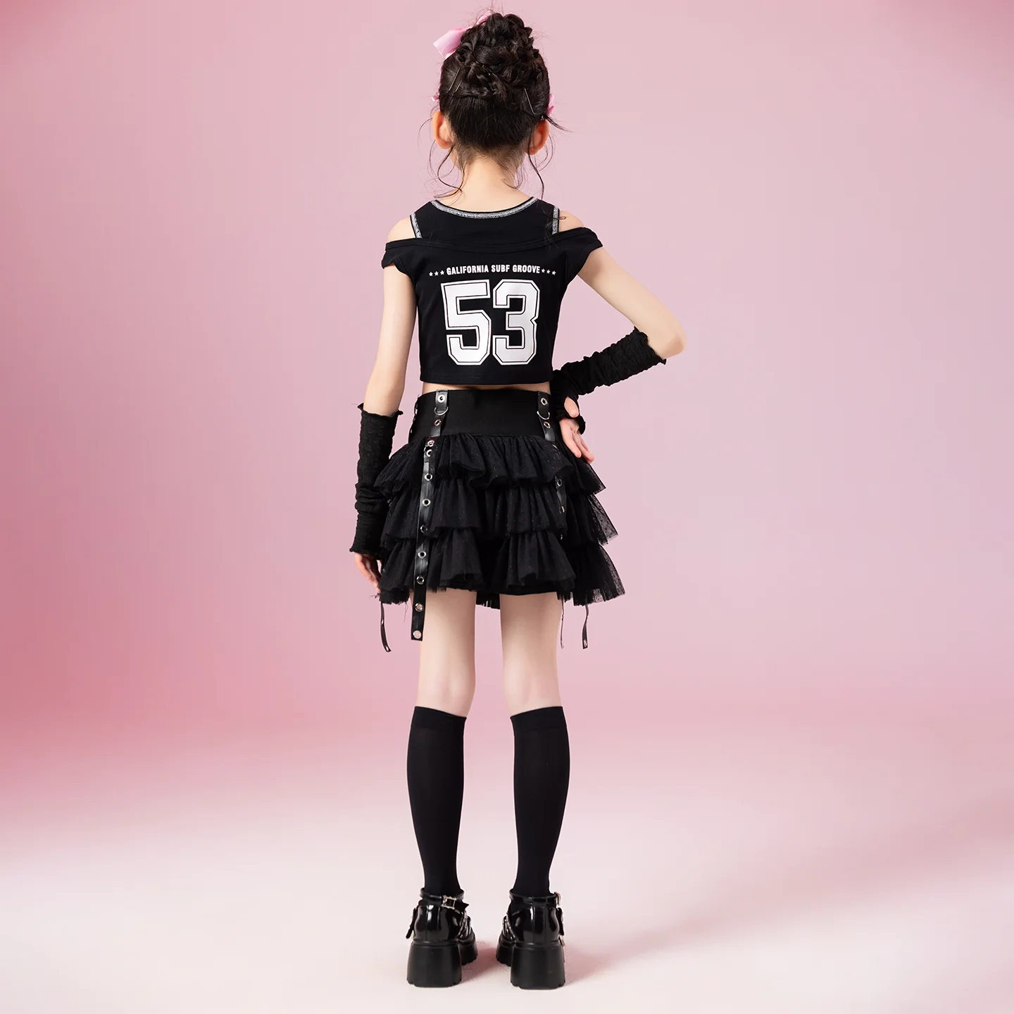 New Kids Stage Performance Kpop Outfit Meisjes Jazzdans Kostuum Kinderen Ballroom Dans Kleding Street Dance Suits XS9775