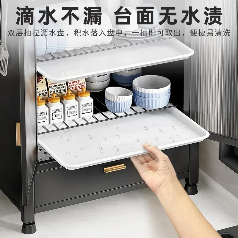Kitchen Multifunctional Shelves Home Countertops Microwave Oven Small Dish Storage Rack Drain Dish Rack Cupboard