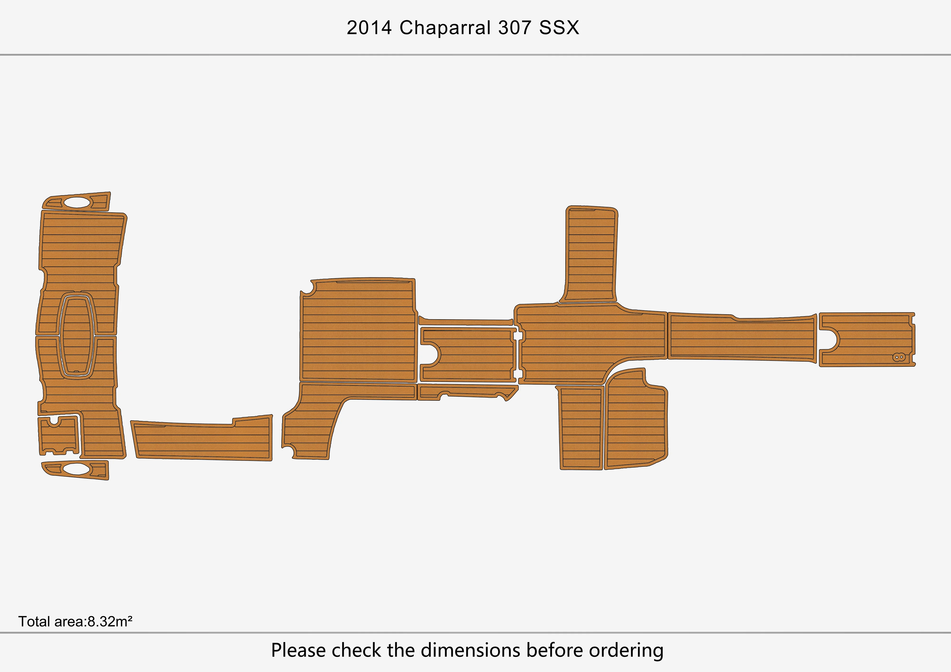 Eva foam Fuax teak seadek marine floor For 2014-2018 Chaparral 307 SSX Cockpit Swim platform bow 1/4