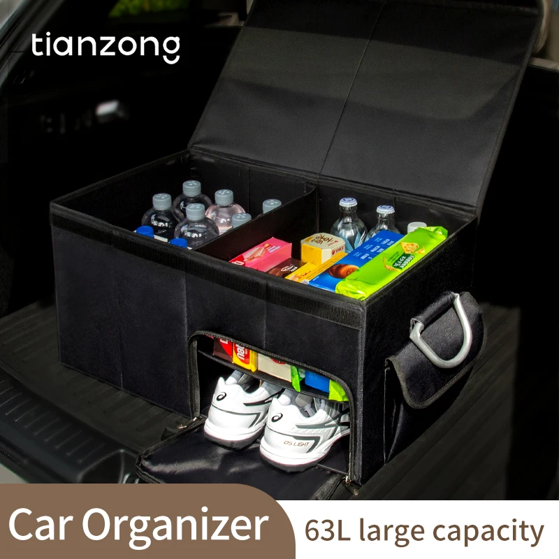 

Большой вместительный ящик для хранения автомобиля, органайзер для багажника автомобиля, экологически чистый супер прочный складной инструмент для хранения грузов, ящик для багажника для автогрузовиков