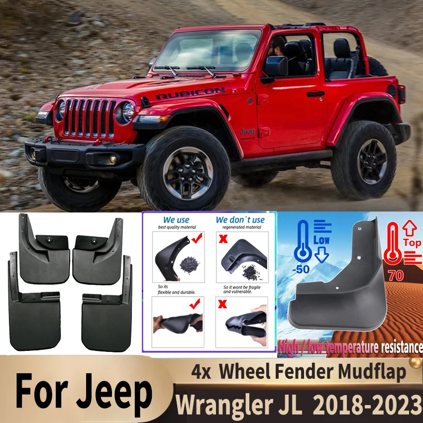 

Wheel Fender Mudflap For Jeep Wrangler JL 2019-2023 Mud Splash Grade Mudguards Front Rear Wheel Fender Mudflap Car Accessories