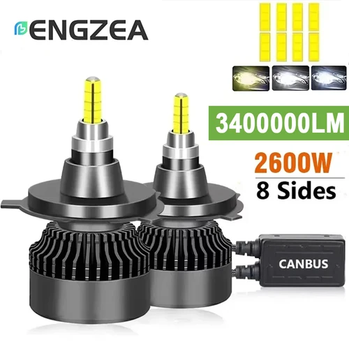 ENGZEA bombilla de faro de coche H7 H4 LED 3400000LM 2600W H11 Canbus LED H8 HB4 HB3 9005 9006 D1S D2S H1 luz antiniebla LED 6000K 12V